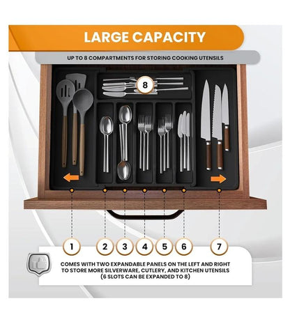 Expandable Silverware Drawer Organizer - Utensil Drawer Organizer - Kitchen Organizers and Storage - Silverware Organizer - Kitchen Drawer Organizer - Utensil Organizer for Kitchen Drawers