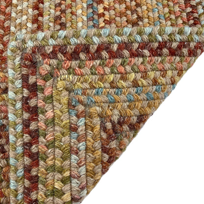 American Heritage Olive Tan 5' 0" X 8' 0" Concentric Rectangle Braided Rug