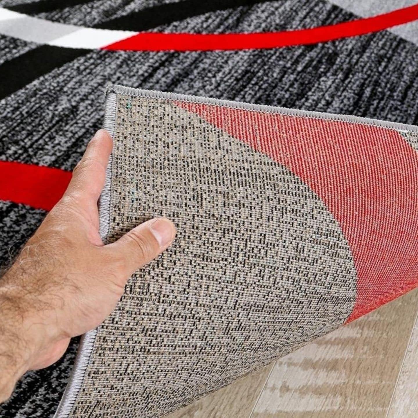 Luxe Weavers Victoria Collection 3895 Gray 2X8 Modern Abstract Geometric Stain Resistant Area Rug