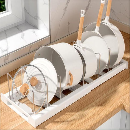 Kitchen Pot Organization Storage Rack, Adjustable Kitchen Pot Lid Organizer Storage Rack, Multifunctional Stainless Expandable Kitchen Storage Organizer, Kitchen Gadgets, Kitchen Cabinet Organizers, Household Art Craft Supplies, Adjustable Standing Shelf
