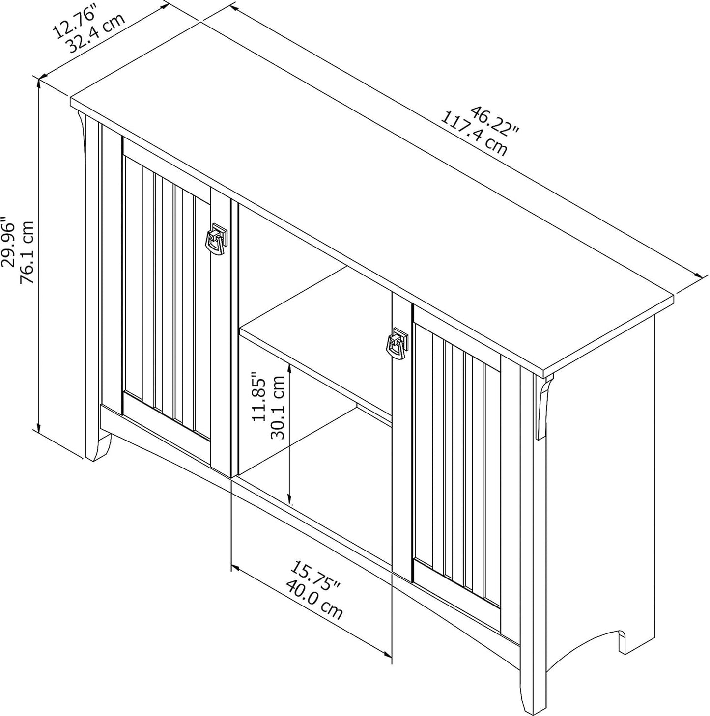 Bush Furniture Salinas Accent Storage Cabinet with Doors and Shelves, Farmhouse Cabinet Buffets & Sideboards