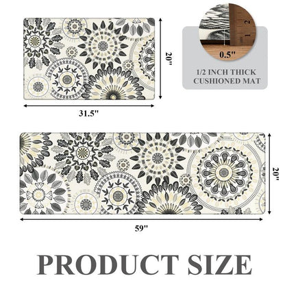 [Fallfreshness] HEBE anti Fatigue Kitchen Rug Sets 2 Piece Non Slip Kitchen Mats for Floor Cushioned Kitchen Rugs and Mats Waterproof Comfort Standing Mat Runner for Kitchen, Home Office, Sink, Laundry