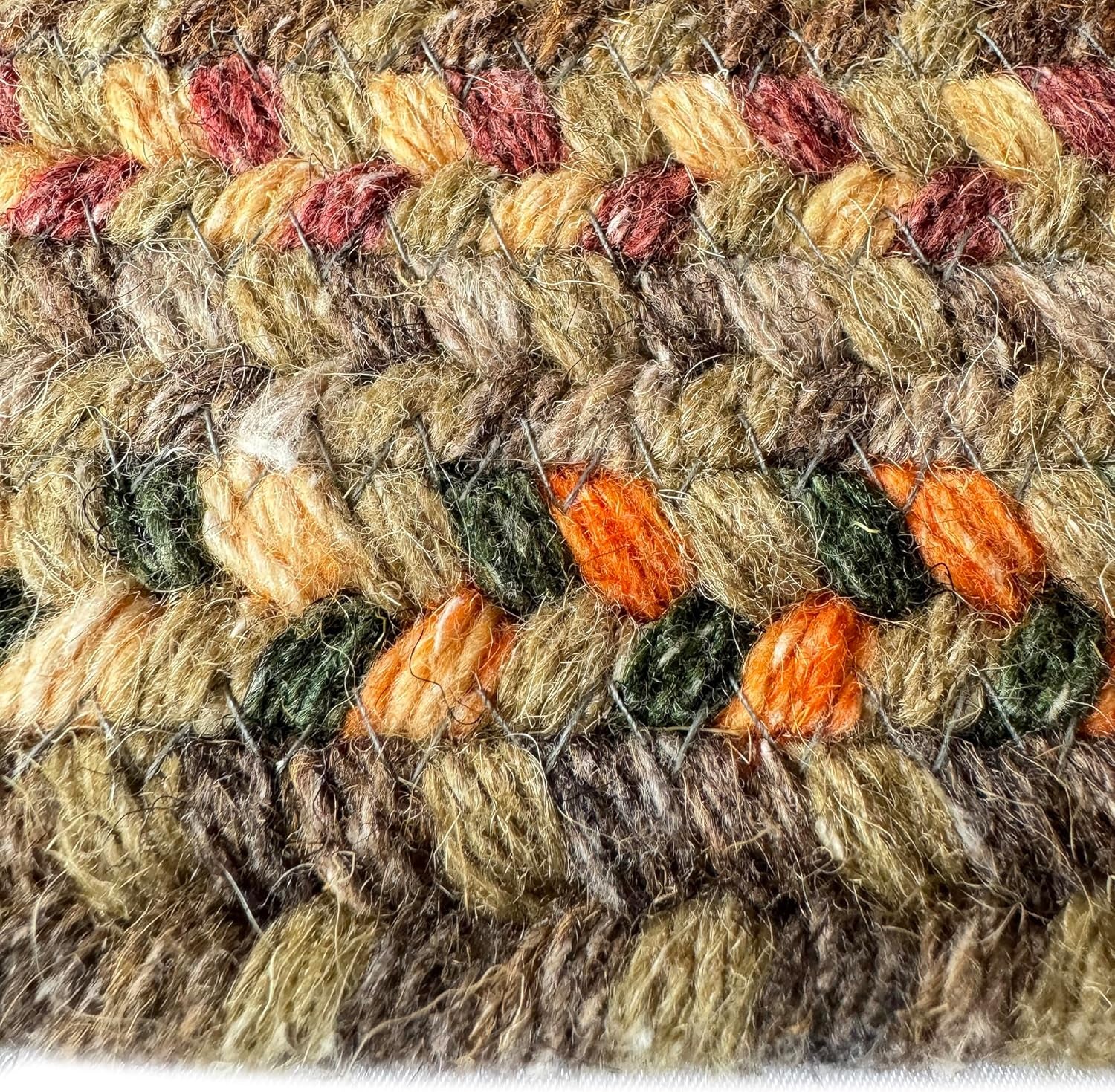 American Heritage Tan Multi 7' 0" X 9' 0" Concentric Rectangle Braided Rug