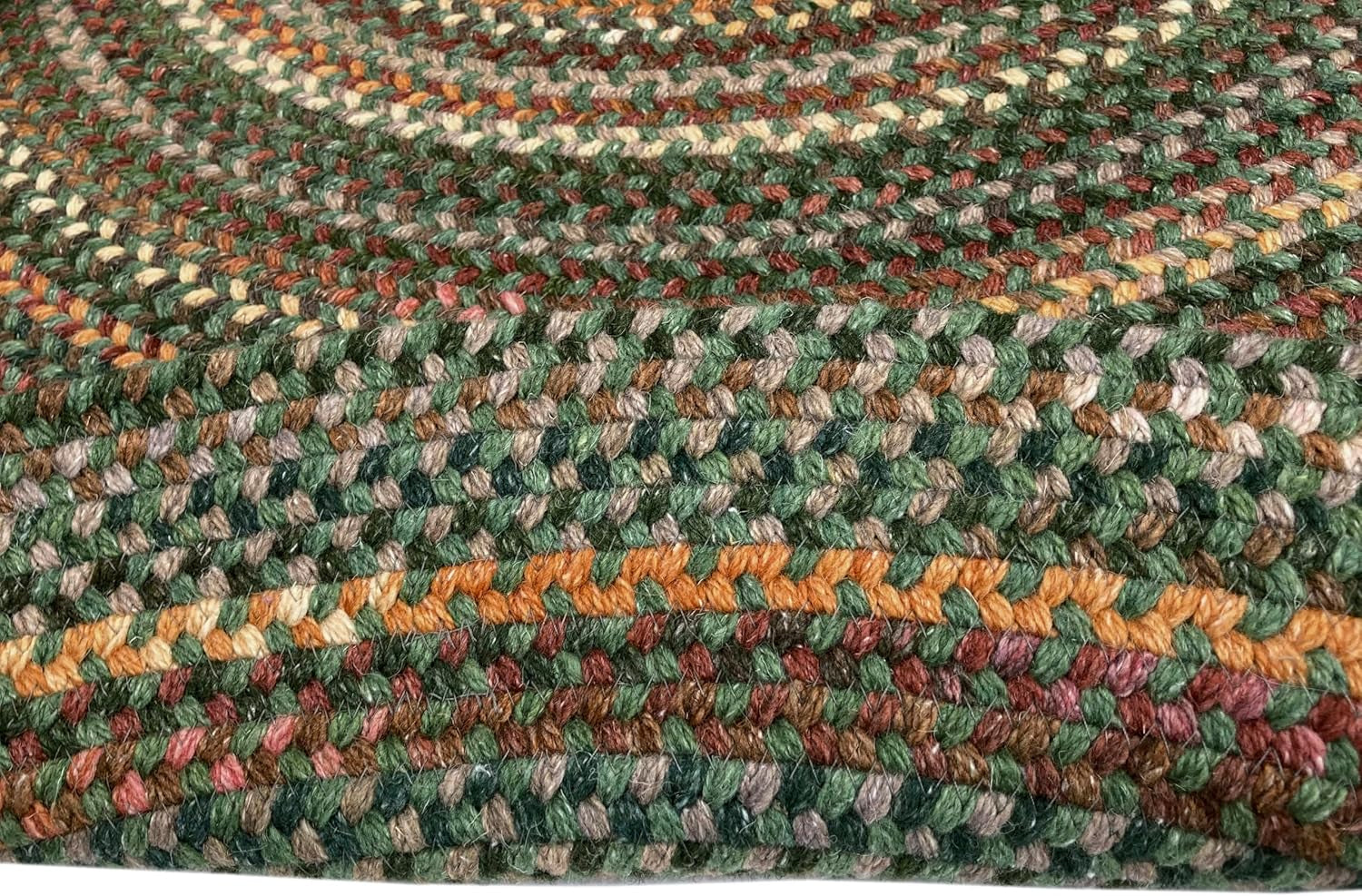 American Heritage Green Multi 7'0"X7'0" round Braided Rug