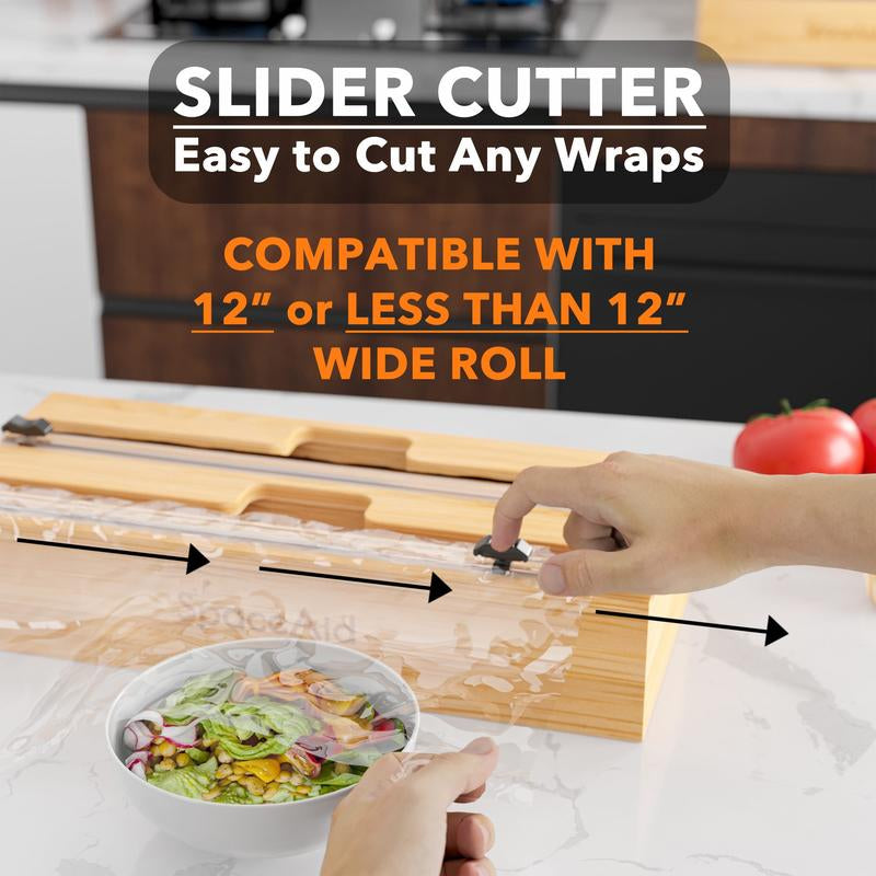 Spaceaid® Wrapneat Organizer Plastic Wrap Dispensers with Cutter for Kitchen 2-Slot