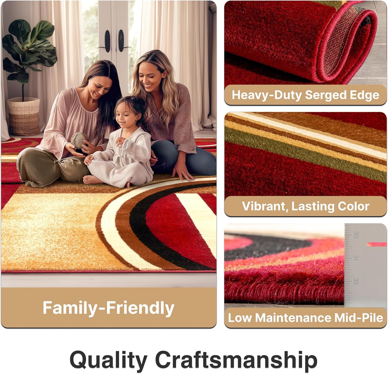 Barclay Arcs & Shapes Red Modern Geometric Area Rug 2'3" X 3'11"