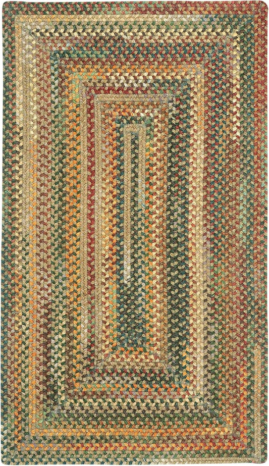American Heritage Tan Multi 7' 0" X 9' 0" Concentric Rectangle Braided Rug