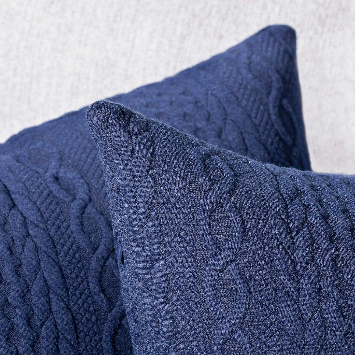 Pack of 2 Super Soft Decorative Throw Pillow Covers Square Cushion Cases Pillowcases for Couch Sofa Bedroom Car Modern Embossed Patterned,18 X 18 Inch,Navy