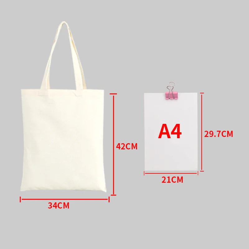 Large Capacity Canvas Shopping Bags DIY Painting Pattern Handbag Folding Eco-Friendly Cotton Tote Bags