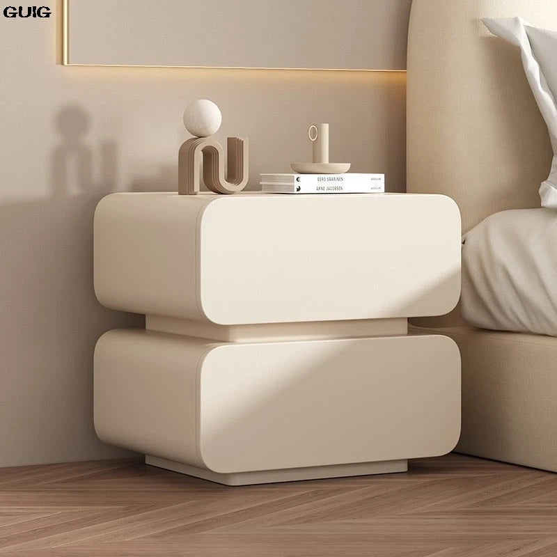 Cream Wind Bedside Table Simple Modern Solid Wood Bedside Storage Cabinet Home Bed Cabinet Bedroom Small Bedside Cabinet