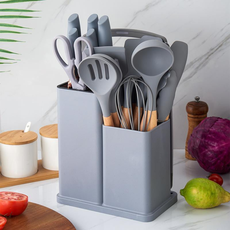 Kitchen Utensils Set, 19Pcs/Set Silicone Kitchen Utensils Set, Household Cutting Cooking Utensils Set, Home Kitchen Supplies
