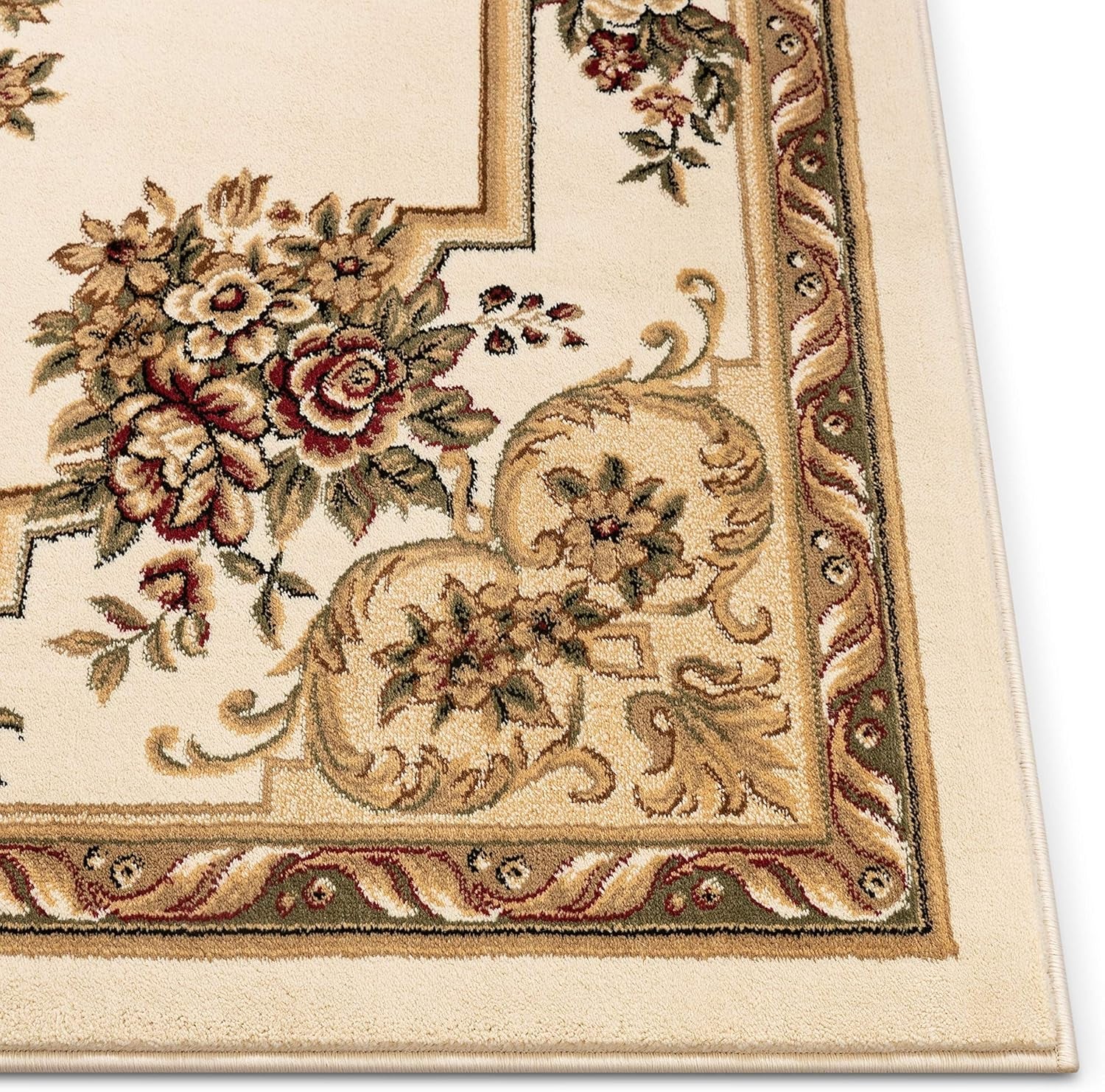Timeless Collection Le Petit Palais Ivory 2X7 Runner Luxurious Traditional French Medallion Oriental Area Rug Perfect for Living Room Bedroom or Dining Room Easy-To-Clean Durable Design