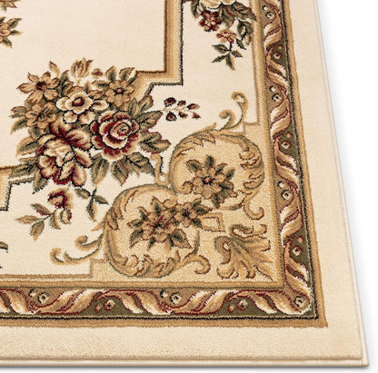 Timeless Collection Le Petit Palais Ivory 2X7 Runner Luxurious Traditional French Medallion Oriental Area Rug Perfect for Living Room Bedroom or Dining Room Easy-To-Clean Durable Design