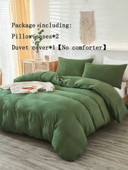 Army Green Duvet Cover Set Twin Queen King Size Boho Farmhouse Bedding Set 3 Pcs Super Soft Breathable Microfiber Duvet Cover 1 Duvet Cover with Zipper 2 Pillowcases No Comforter Gifts for Women&Men School Bedding