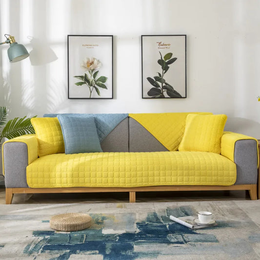 Sofa Cushion Plush Non-Slip Thickened Sofa Cover Cushion Flannel Sofa Cover Universal Solid Color Dust-Proof Sofa Seat Cover