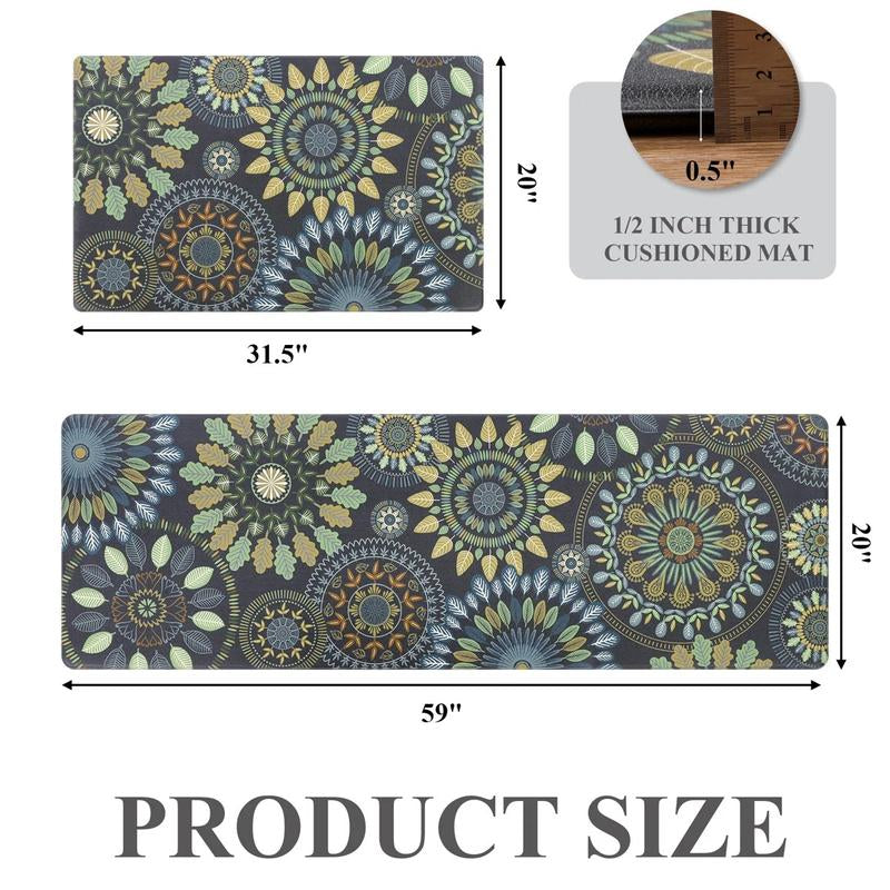 [Fallfreshness] HEBE anti Fatigue Kitchen Rug Sets 2 Piece Non Slip Kitchen Mats for Floor Cushioned Kitchen Rugs and Mats Waterproof Comfort Standing Mat Runner for Kitchen, Home Office, Sink, Laundry