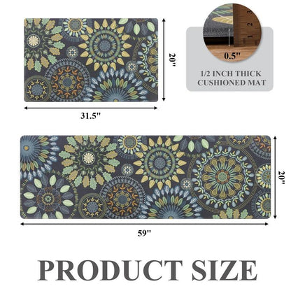 [Fallfreshness] HEBE anti Fatigue Kitchen Rug Sets 2 Piece Non Slip Kitchen Mats for Floor Cushioned Kitchen Rugs and Mats Waterproof Comfort Standing Mat Runner for Kitchen, Home Office, Sink, Laundry