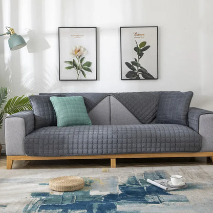 Sofa Cushion Plush Non-Slip Thickened Sofa Cover Cushion Flannel Sofa Cover Universal Solid Color Dust-Proof Sofa Seat Cover
