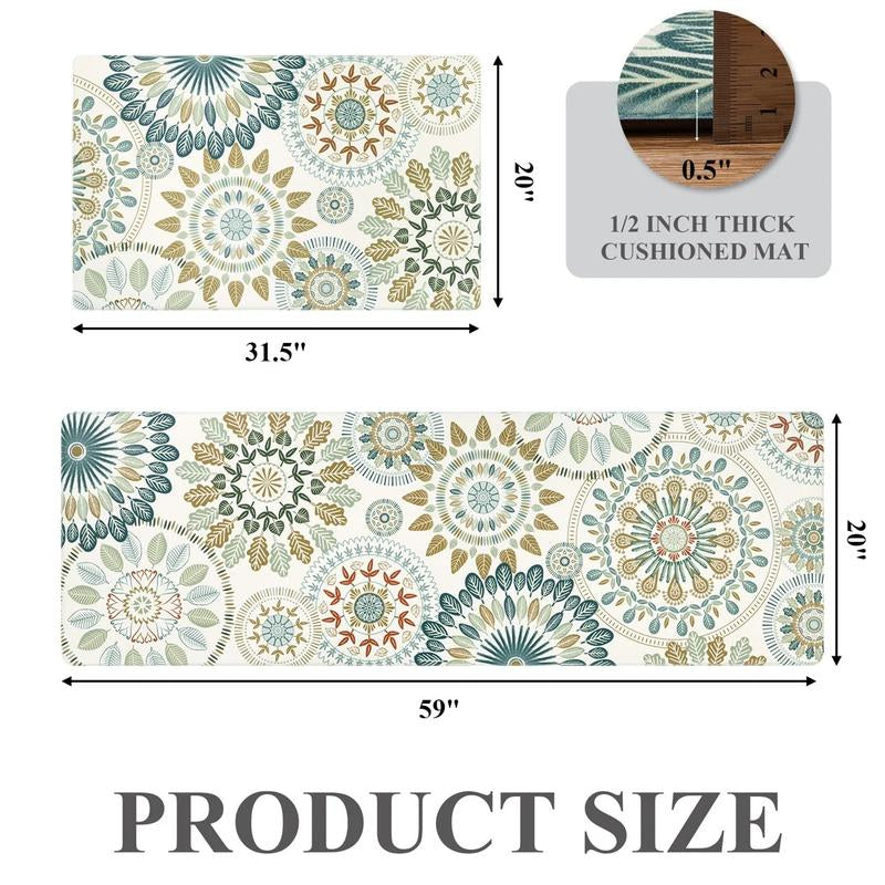 [Fallfreshness] HEBE anti Fatigue Kitchen Rug Sets 2 Piece Non Slip Kitchen Mats for Floor Cushioned Kitchen Rugs and Mats Waterproof Comfort Standing Mat Runner for Kitchen, Home Office, Sink, Laundry