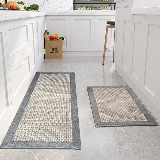 2Pcs Large Kitchen Rugs and Mats Non Slip Washable Kitchen Runner Rug Absorbent Farmhouse Style Kitchen Floor Mats for in Front of Sink