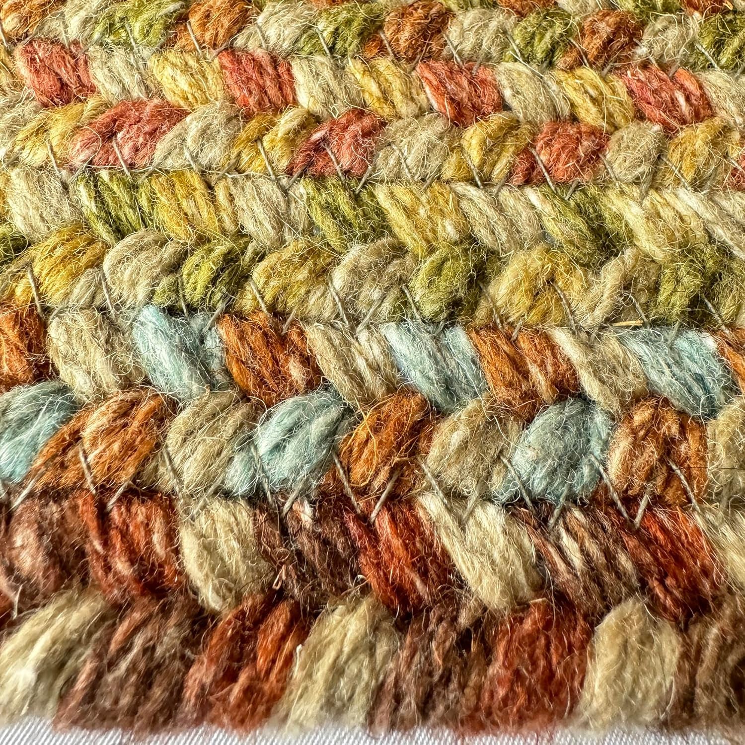 American Heritage Olive Tan 5' 0" X 8' 0" Concentric Rectangle Braided Rug
