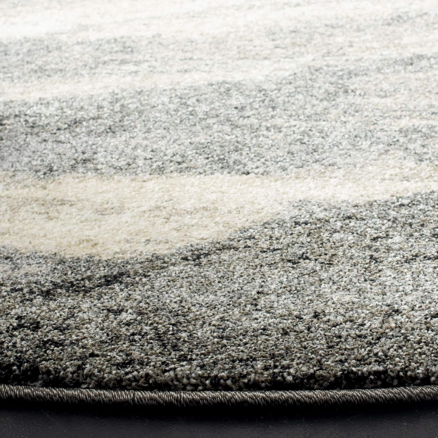 Retro Collection Area Rug - 6' Round, Grey & Ivory, Modern Abstract Design, Non-Shedding & Easy Care, Ideal for High Traffic Areas in Living Room, Bedroom (RET2891-8012)