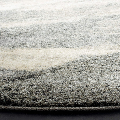 Retro Collection Area Rug - 6' Round, Grey & Ivory, Modern Abstract Design, Non-Shedding & Easy Care, Ideal for High Traffic Areas in Living Room, Bedroom (RET2891-8012)