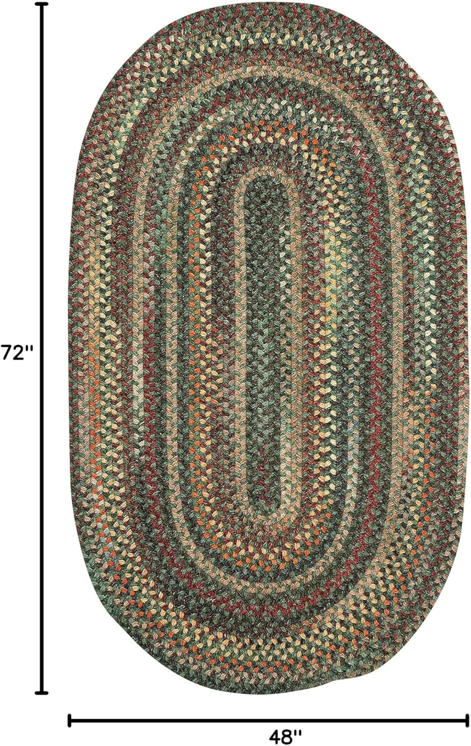 American Heritage Green Multi 4' 0" X 6' 0" Oval Braided Rug