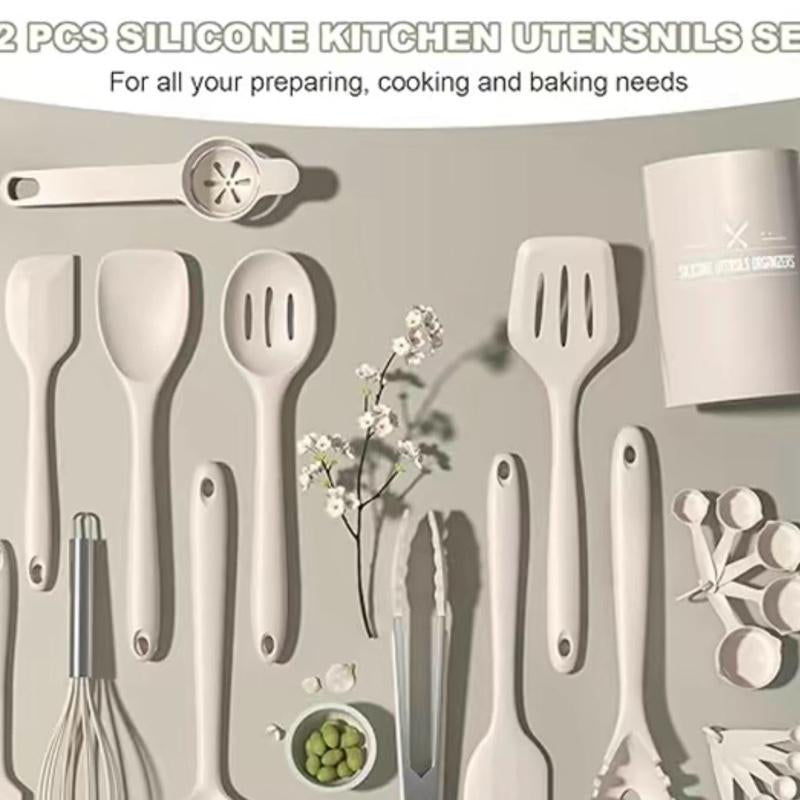Silicone Cooking Utensils Set - 22 Pcs Heat Resistant Tools for Nonstick Cookware, Dishwasher Safe Kitchen Utensils Gadgets