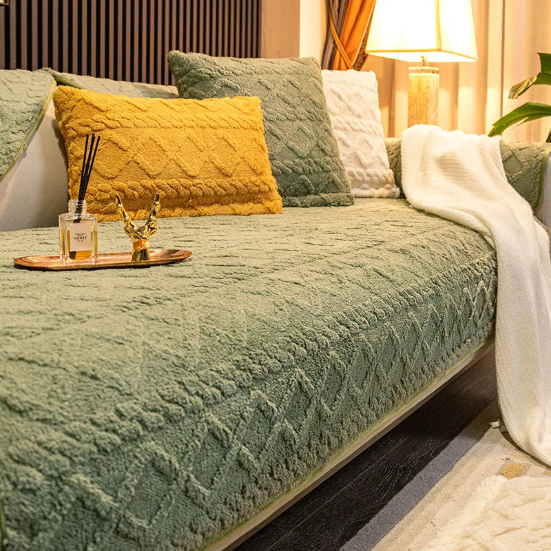 Living Room Sofa Cover Plush Couch Cover Nordic Sofa Cushion Non-Slip Sofa Towel L-Shaped Sofa Protective Case