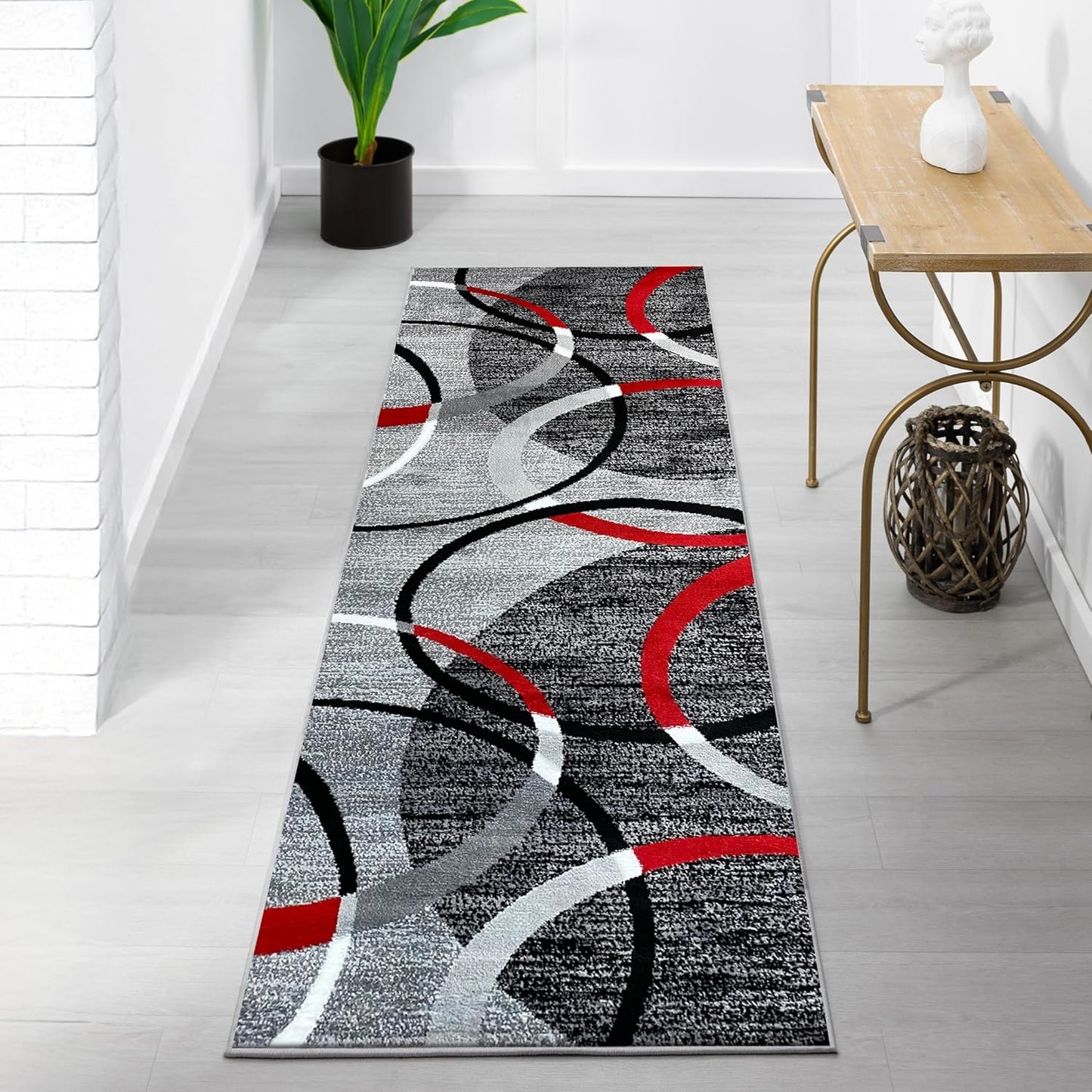Luxe Weavers Victoria Collection 3895 Gray 2X8 Modern Abstract Geometric Stain Resistant Area Rug