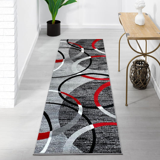 Luxe Weavers Victoria Collection 3895 Gray 2X8 Modern Abstract Geometric Stain Resistant Area Rug