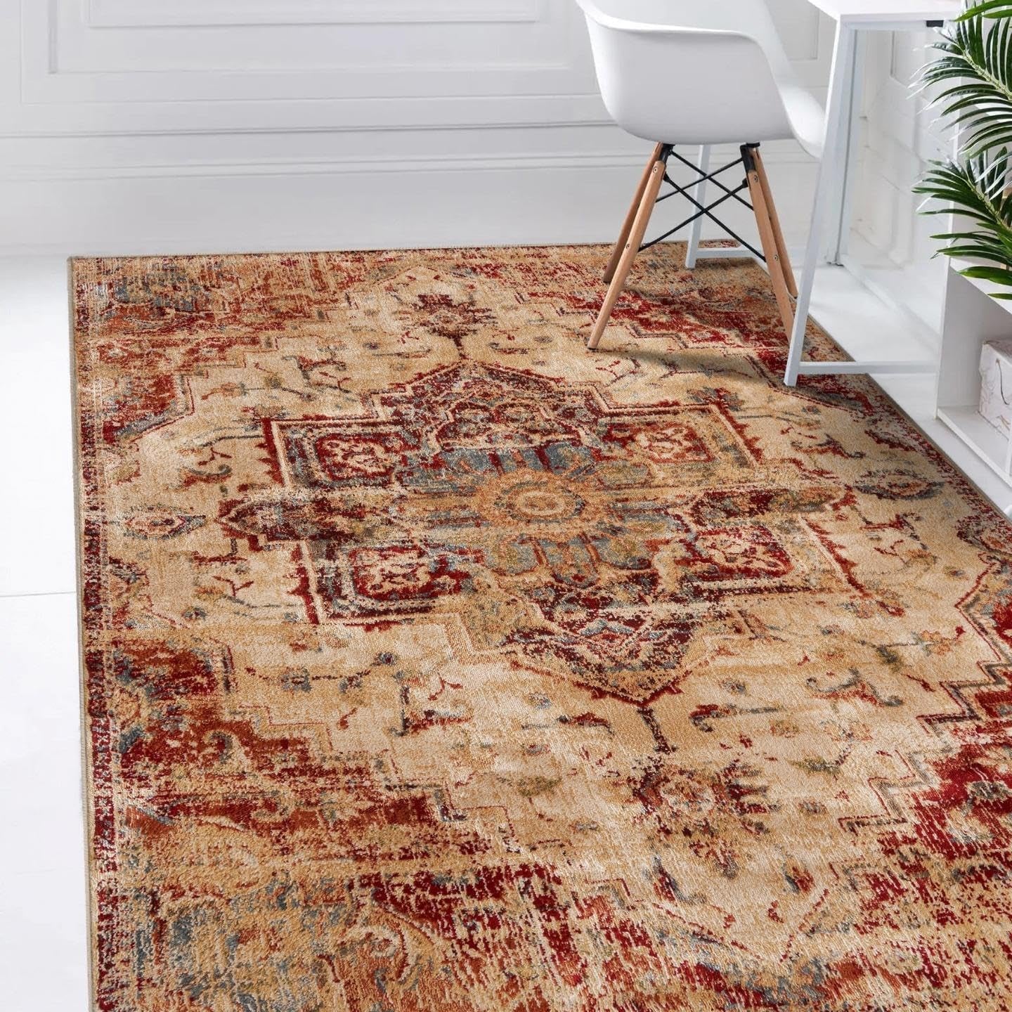 Vintage Moroccan Area Rug, Ivory 5X7