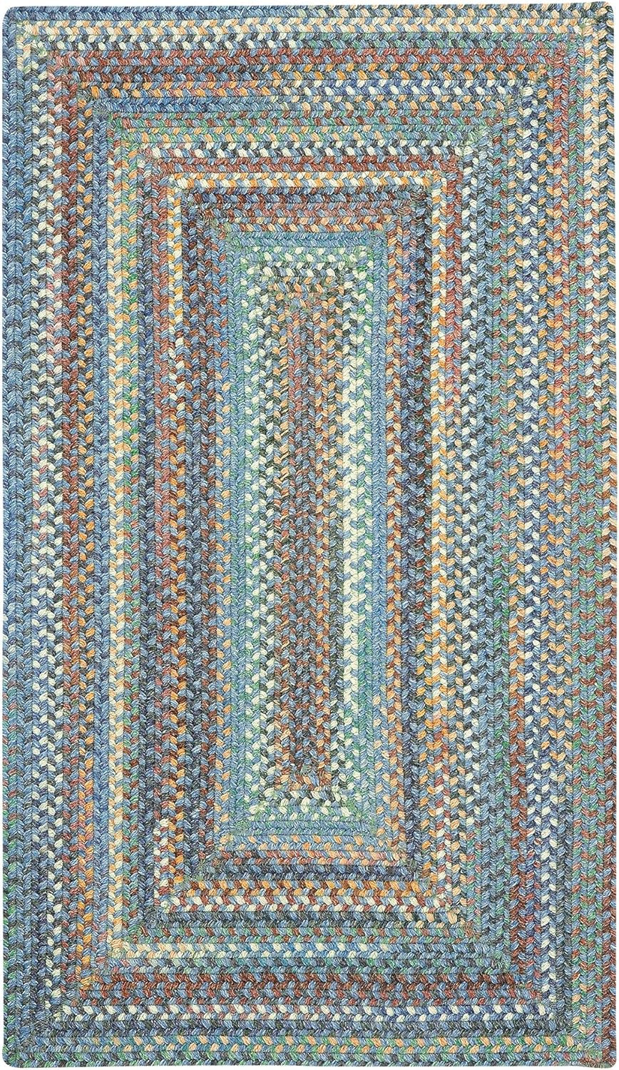 American Heritage Legacy Blue 7' 0" X 9' 0" Concentric Rectangle Braided Rug