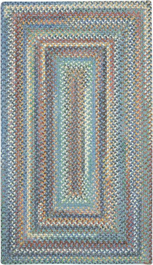American Heritage Legacy Blue 7' 0" X 9' 0" Concentric Rectangle Braided Rug