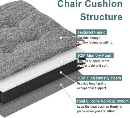 12 Inches Square Seat Cushion, Super Soft 2PC Bar Stool Square Seat Cushion with Ties- Gray (12" (30CM) 2PC)