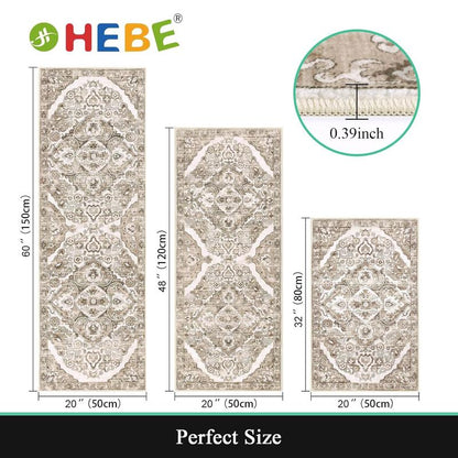 [Fallfreshness] HEBE Washable Farmhouse Kitchen Rugs Sets of 3 Non Slip Kitchen Rugs and Mats Boho Kitchen Mats for Floor Kitchen Runner Rug Kitchen Carpet Rug Runner for Hallways Kitchen Laundry