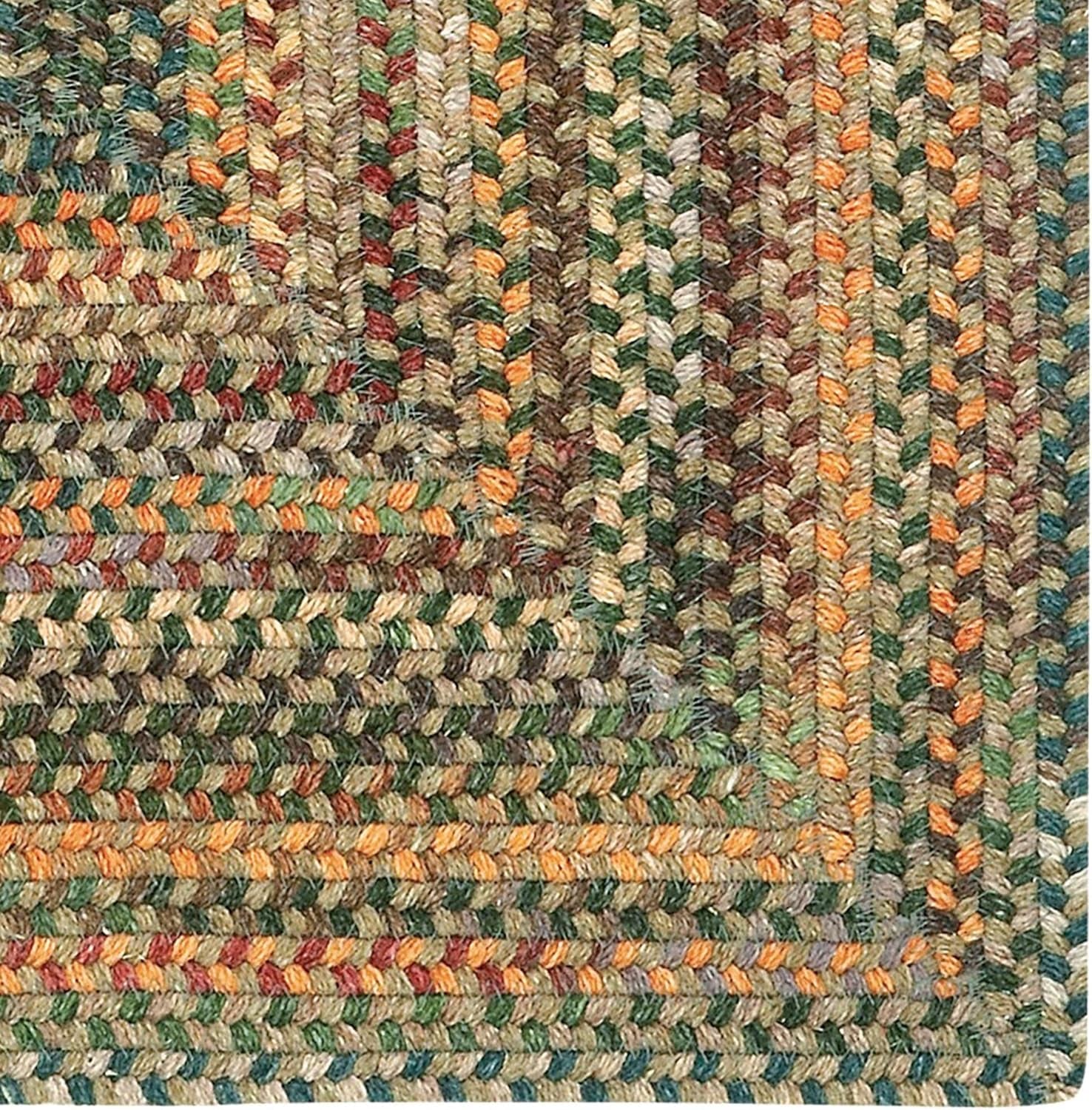 American Heritage Tan Multi 7' 0" X 9' 0" Concentric Rectangle Braided Rug