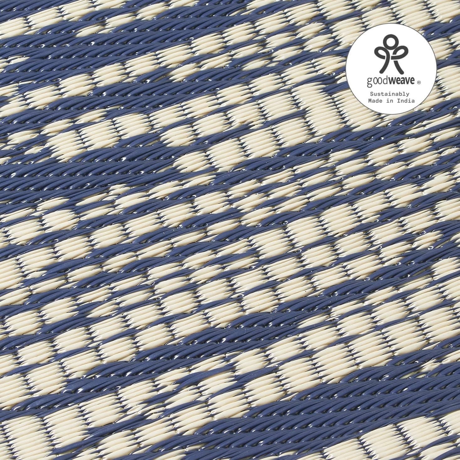 Abstract Distressed Stripes Outdoor Rug - Waterproof, Fade Resistant, Crease-Free, Reversible - Premium Recycled Plastic - Patio Porch Balcony Deck - Brooklyn Blue - 8X10 Ft