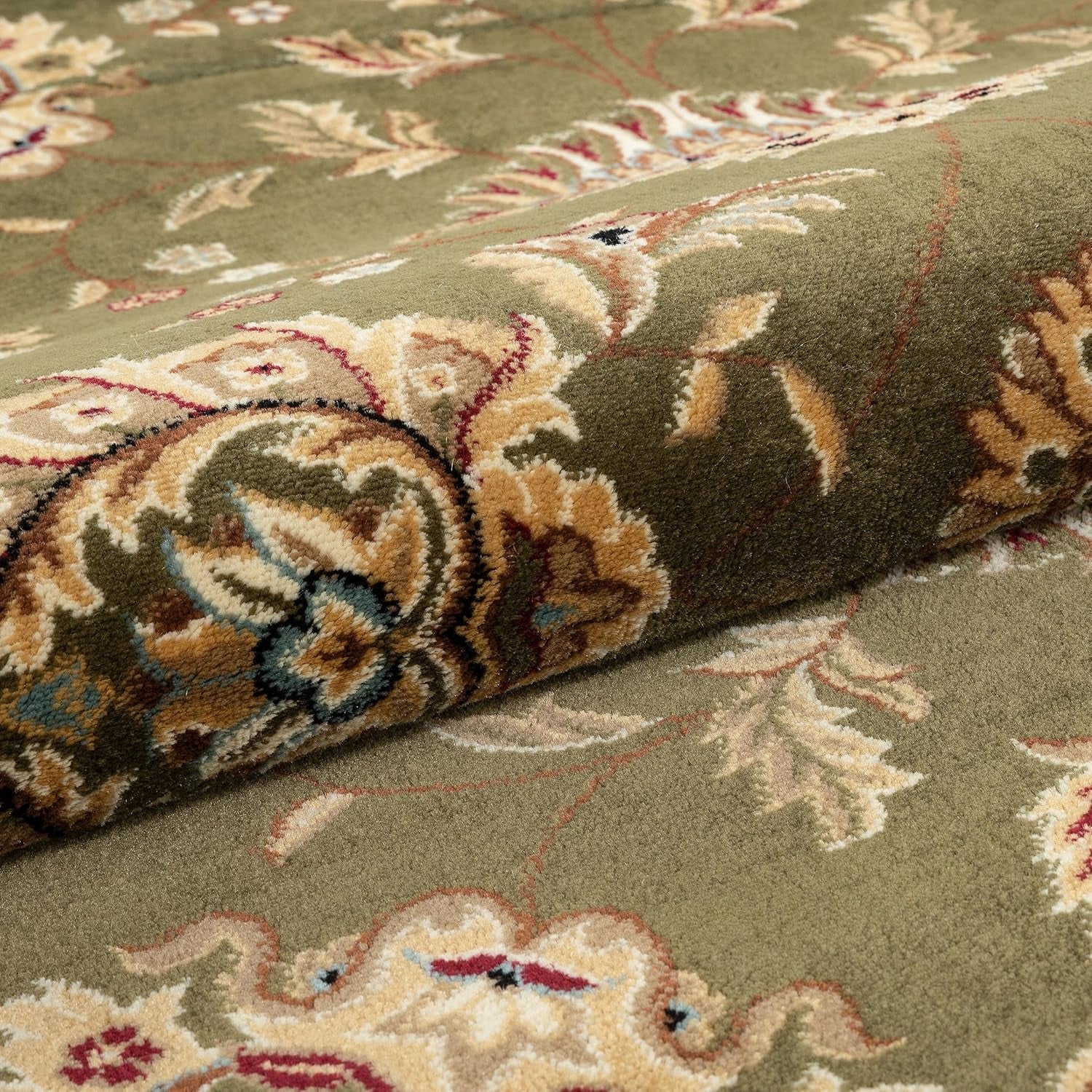 Sultan Sarouk Green Oriental Floral Formal Traditional Area Rug 7' X 9' Easy Clean Stain Fade Resistant Shed Free Modern Classic Contemporary Thick Soft Plush Living Dining Room Rug