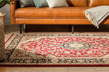 Barclay Medallion Kashan Red Traditional Area Rug 6'7'' X 9'6''