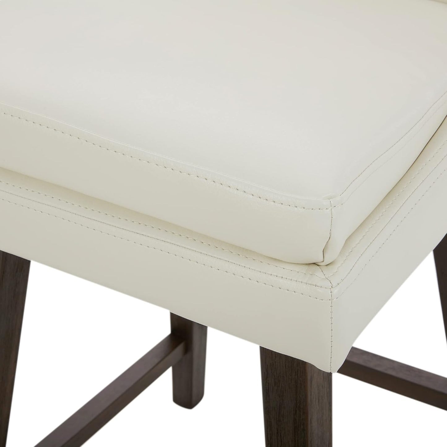 Counter Height Swivel Barstool, FSC Certified Upholstered Bar Stool, 26.8" H Seat Height, PU Leather in Pure White