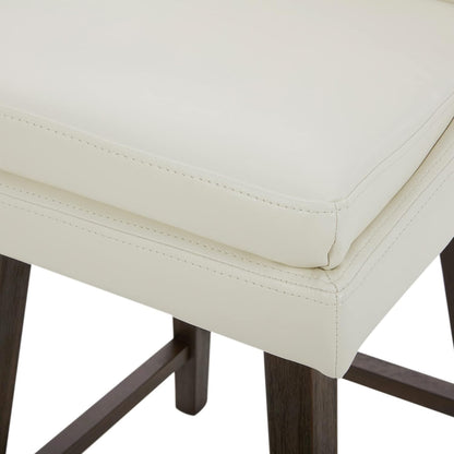 Counter Height Swivel Barstool, FSC Certified Upholstered Bar Stool, 26.8" H Seat Height, PU Leather in Pure White