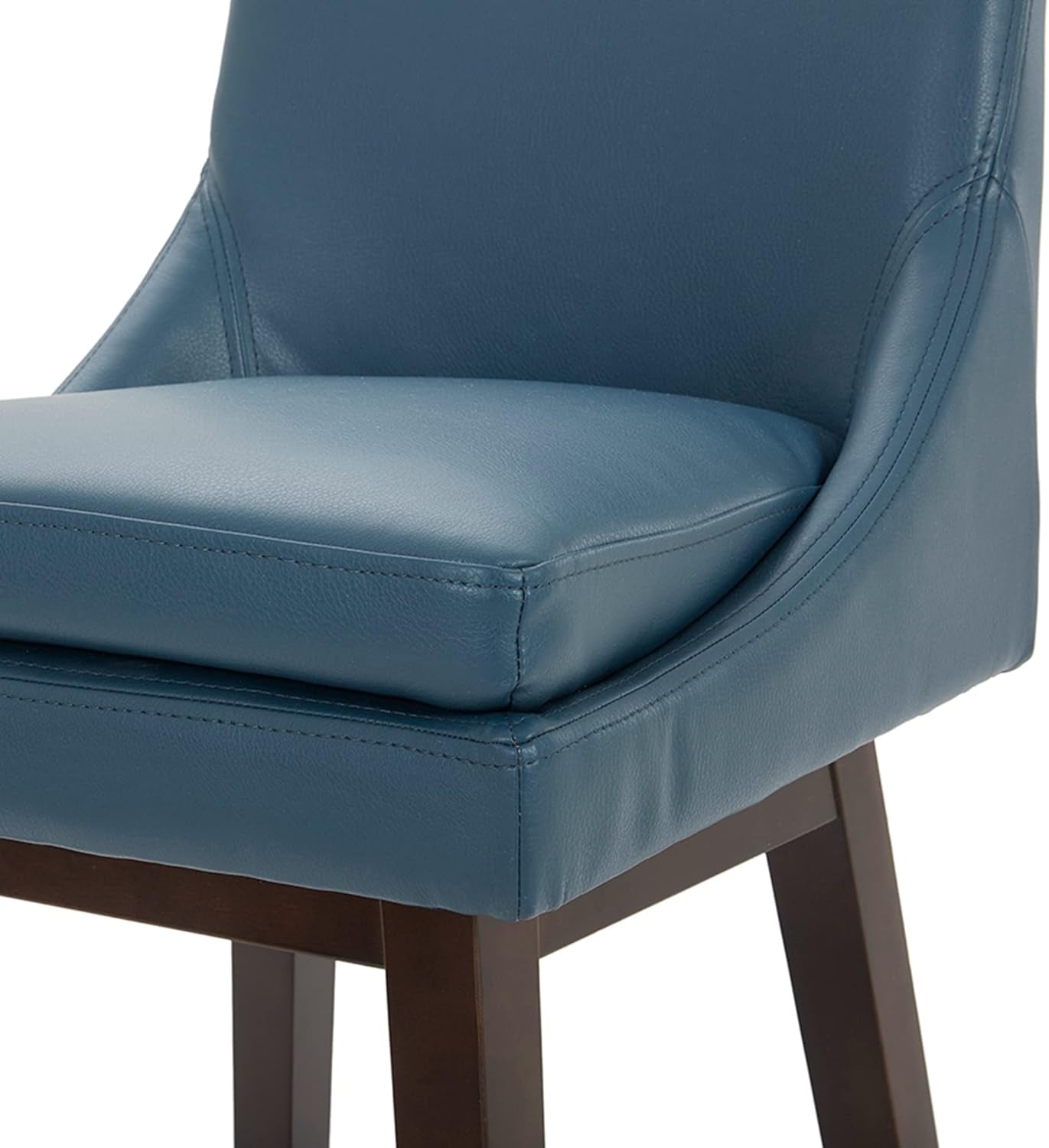 Counter Height Swivel Barstool, FSC Certified Upholstered Bar Stool, 26.8" H Seat Height, PU Leather in Dark Blue