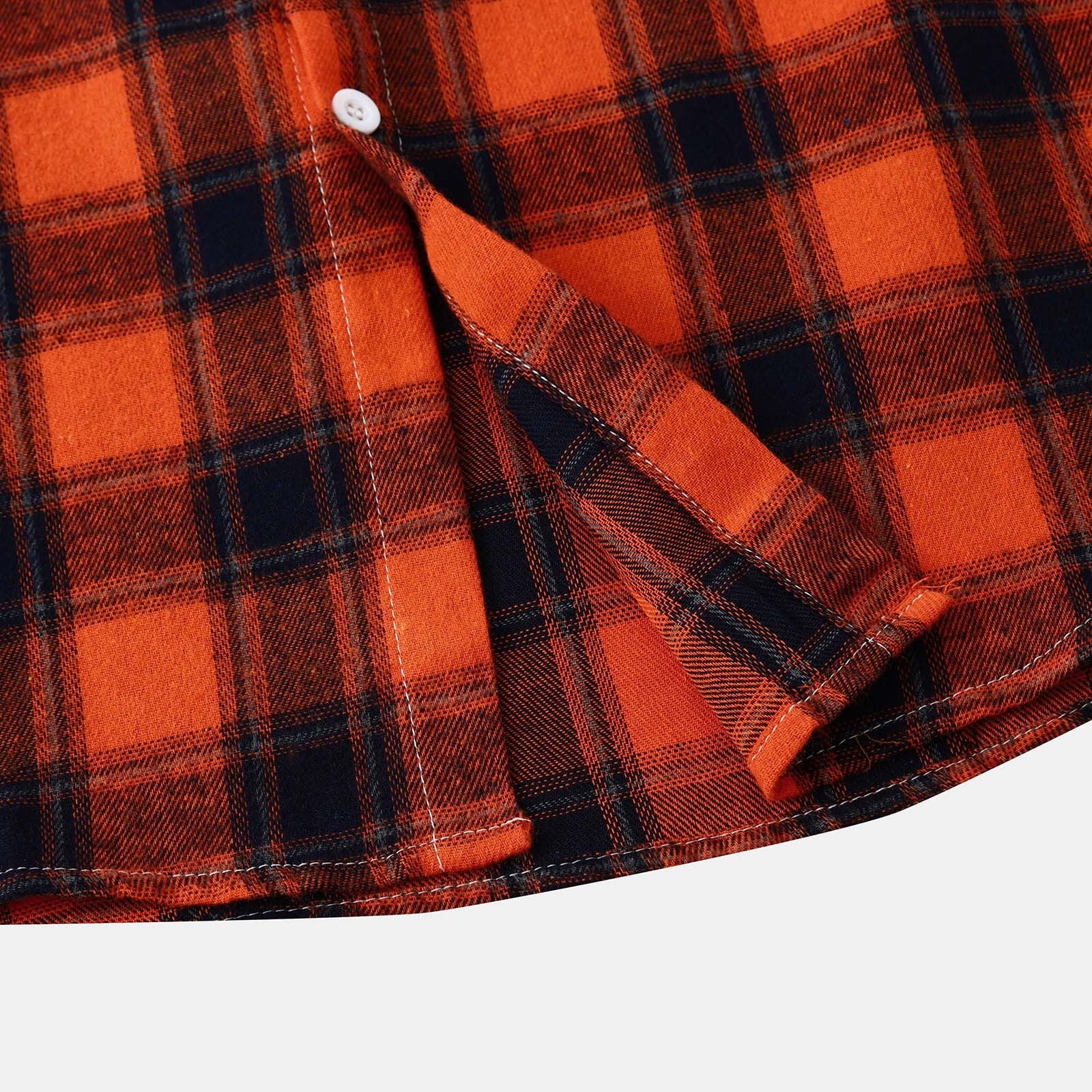 Men'S Flannel Plaid Hooded Shirts Casual Long Sleeve Button down Regular Fit Hooded Shirt Lightweight Thin Jackets Orange#01 XL