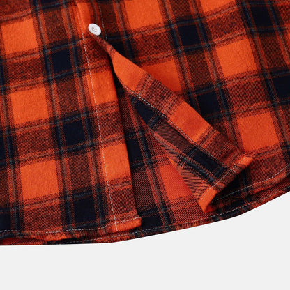 Men'S Flannel Plaid Hooded Shirts Casual Long Sleeve Button down Regular Fit Hooded Shirt Lightweight Thin Jackets Orange#01 XL