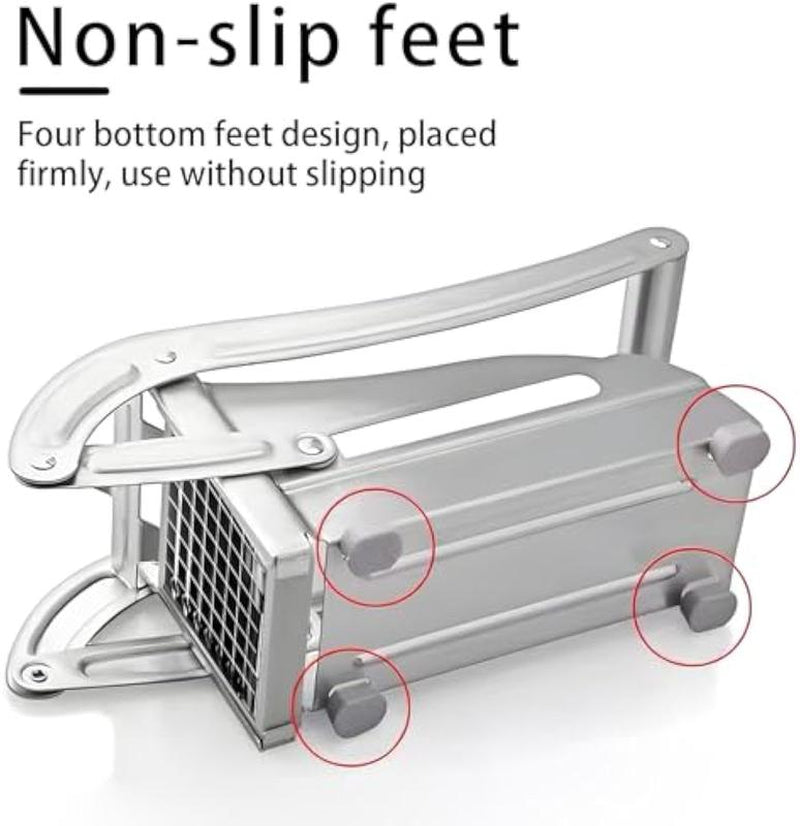 Manual French Fry Cutter with 2 Blades,Stainless Steel Potato Slicer for Fries,Carrots & Cucumbers, Kitchen Air Fryer Mate,Perfect Fruit Vegetable Slicer