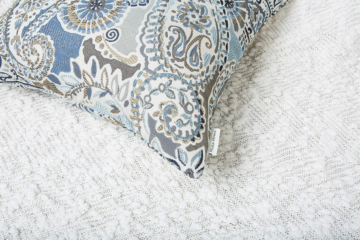 Pack of 2 Decorative Pillow Covers Throw Pillow Cases,Paisley Pattern,18X18 Inches,Blue Brown Cream Multicolor