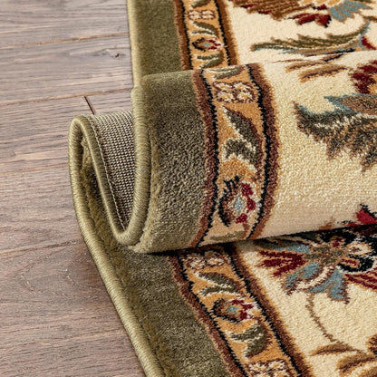 Sultan Sarouk Green Oriental Floral Formal Traditional Area Rug 7' X 9' Easy Clean Stain Fade Resistant Shed Free Modern Classic Contemporary Thick Soft Plush Living Dining Room Rug