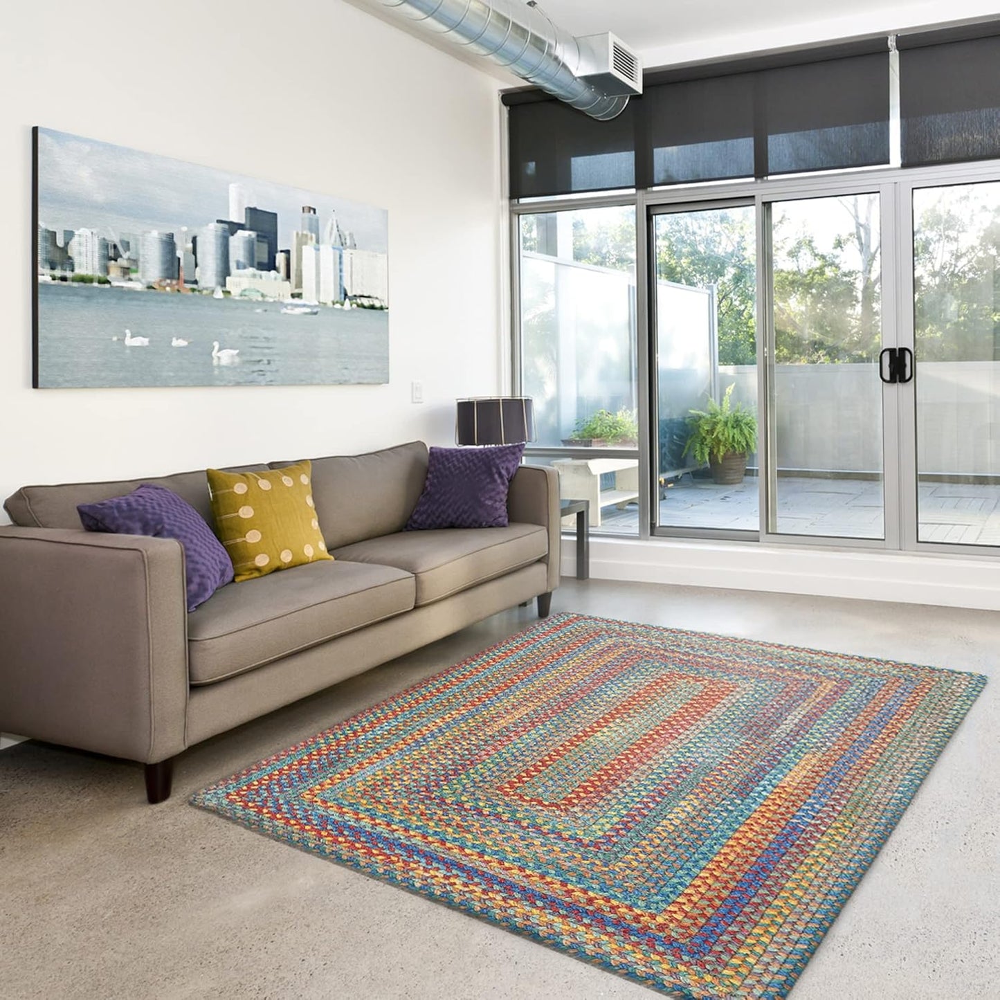 American Heritage Multi 3' 0" X 5' 0" Concentric Rectangle Braided Rug